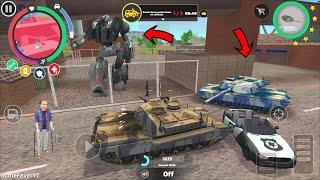 Rope Hero Vice Town (Army Tank Fight Police Car Robot) Brown Tank Fight Army Base Camp - Gameplay HD