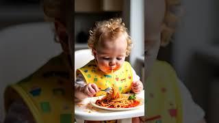 Baby vs. Spaghetti: The Ultimate Mealtime Showdown! #cute #funny #shorts #funnyvideo