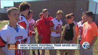 High school football team saves boy from stranger danger