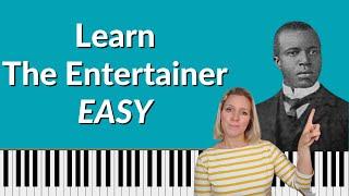 The Entertainer EASY Piano tutorial **FREE PRINTABLE SHEET MUSIC** Minimal note reading!