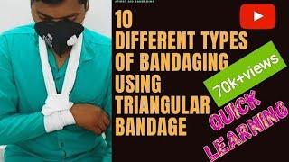 Different types of First Aid Bandaging using Triangular Bandage ll triangular bandage tutorial