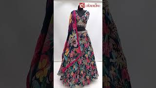 Price -15740/-    Design Code -316741008. Organza Fabric Choli Suit With Floral Print With Handwork