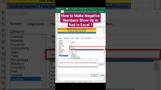 How to Make Negative Numbers Show Up in Red in Excel ?