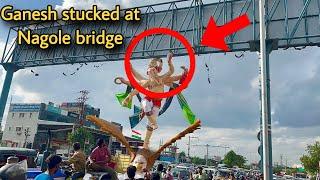 Unexpected Ganesh stucked at Nagole Flyover Ganapati transport From Sri saraswati Arts ganesh 2024