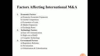 International Mergers and Acquisitions