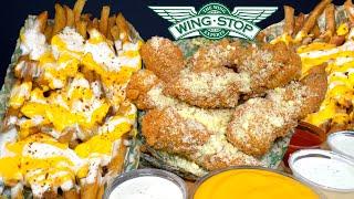 ASMR MUKBANG EXTRA RANCH WINGSTOP CHICKEN & CHEESY VOODOO FRIES | WITH CHEESE & RANCH