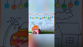 Pongal Drawing Easy / Pongal Festival Drawing / Happy Pongal Drawing #shorts #pongal #rangoli