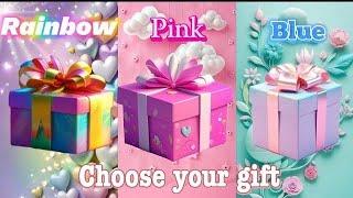 Choose your gift #chooseyourgift #3giftbox #rainbow #pink #blue #pickyourgift #wouldyourather