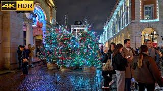  Christmas Lights-on Walk in London Covent Garden - 2024 [4K HDR]