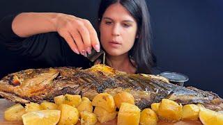 HUGE GRILLED FISH & POTATOES | MUKBANG | ASMR | EATING SOUNDS