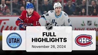 NHL Highlights | Utah Hockey Club vs. Canadiens | November 26, 2024