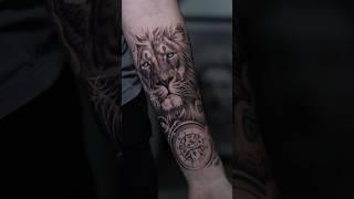 Lion Clock Forearm Tattoo 