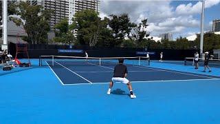 錦織圭 島袋将 練習試合Kei Nishikori Sho Shimabukuro practice match Court level view木下ジャパンオープン 2024 9月23日