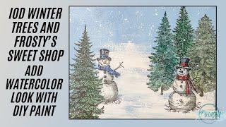 Stamping IOD Winter Trees and Frosty's Sweet Shop - Adding Color with DIY Paints