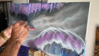 Airbrushing Aurora wave airbrush and acrylic pour art combined