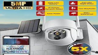 5MP PTZ Solar Power IP WiFi Camera Outdoor IP66 Waterproof 5X Zoom Review