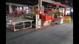 Uncoiling, leveling, automatic cut to length, cross cut, stacking and discharging product line