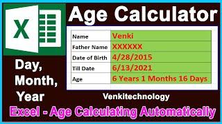 How to Calculate Age Using a Date of Birth in Excel || Two Easy Ways ||Venkitechnology