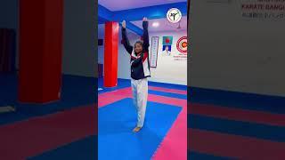 Female karateka Amazing Front Flip . #karate #flexibility #wkfkarate #agility #flips #shorts #vira