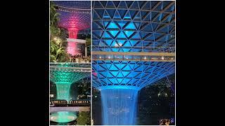 Changi Jewel waterfall by night