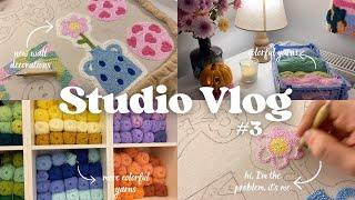 STUDIO VLOG #3  making new wall decorations  cozy punch needle day with me