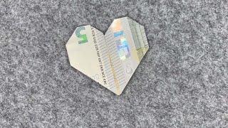 Money Gift Idea | 5 Euro | How To Make A Euro Origami Heart With A 5 Euro Bill