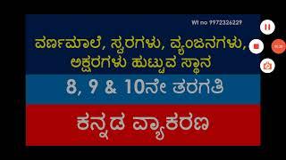 # ಕನ್ನಡ ವ್ಯಾಕರಣ 8,9,10 CLASS #ವರ್ಣಮಾಲೆ,ಸ್ವರಗಳು,ವ್ಯಂಜನಗಳು,ಅಕ್ಷರಗಳು ಹುಟ್ಟುವ ಸ್ಥಾನ@RKclasses-lrm