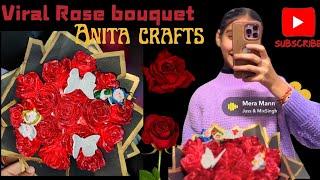 Viral Rose bouquet with fake Roses by Anita Soni #diy #ytshorts #youtube #subscribe #like #share