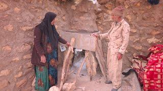 How nomads build a platform for their fireplace in the mountains