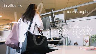 WORK WEEK VLOG: deadline week in corporate, in office every day + 4 easy office outfits, no cooking