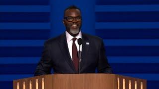 Chicago Mayor Brandon Johnson addresses the DNC