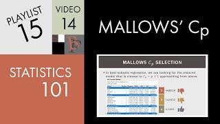 Statistics 101: Multiple Regression, Mallows Cp