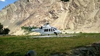 Heli takes Off for Shimshal Valley from Gulmit