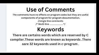 COMMENTS USED IN C-PROGRAM