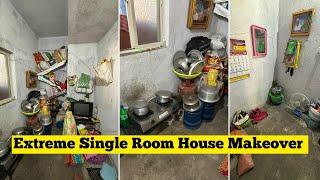 Extreme One Room House Makeover in less Budget| Indian Single Room House Makeover #indiankitchen