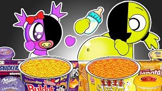 INCREDIBOX SPRUNKI - Kiki and Bouba Pregnant & Baby Convenience Store Food Mukbang Animation