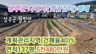 [3032] 성주땅 매매. 성주 전원주택지매매.성주군 월항면 수죽리 집터(나대지) 매매.면적137평.[성주 부동산]