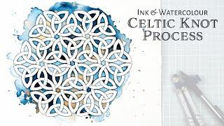 Painting a Celtic Knotwork Design in Ink & Watercolour