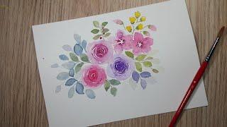 Simply Roses Painting for Beginners, 초보자가 장미 그리는 방법, 수채화 꽃그리기