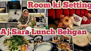 Aj Mukaml Veg Lunch \\Aj kal Gareeb koi bi nhi hy\\  Bety ky Room ki Setting \\ Allo ka Raita \\ Beg