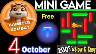 4 October  Puzzle Trick: P2E Hamster Kombat key MiniGame Solved, slow step by step! 