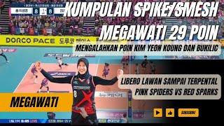 KUMPULAN SPIKE / SMESH MEGAWATI 29 POIN, PINK SPIDERS VS RED SPARKS, MEGA MASUK 3 BESAR TOP SKORS