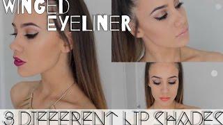 Winged Eyeliner + 3 Different Lip Colours | Rahnee Bransby