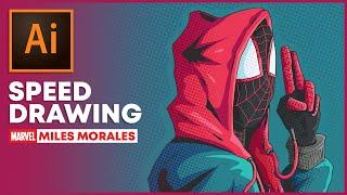 Illustrating Miles Morales in Adobe Illustrator | Speed Drawing Process | jey wee