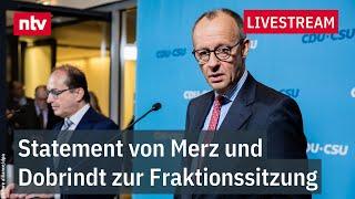 LIVE: Statement von Friedrich Merz und Alexander Dobrindt (Union) zur Fraktionssitzung