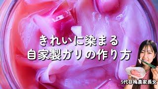 【長期保存可能】梅酢できれいに染まる！自家製ガリ(新生姜の甘酢漬け)