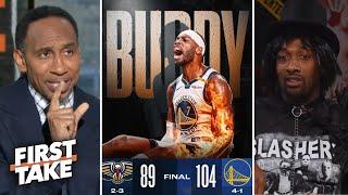 FIRST TAKE | "Buddy Hield is UNREAL!" - Stephen A. on Warriors bury Pelicans 104-89 without Curry