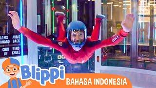 Blippi Mencoba Skydiving Di Dalam Ruangan | Blippi Bahasa Indonesia - Video Edukasi Anak