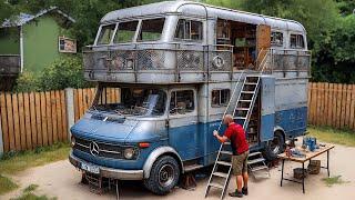 Man turns wrecked bus into ultra luxury caravan! By start to finish! @TreacleTowner