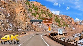 Colorado Rocky Mountain Scenic Drive Glenwood Springs to Denver in Winter on I-70 4K